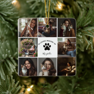 Custom Pet Collage In Loving Memory Cat Memorial  Ceramic Ornament