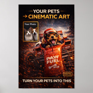 Custom Pet digital Portrait Artwork Poster