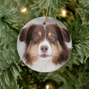 Custom Pet Dog 2 Photo Christmas Ceramic Tree Decoration