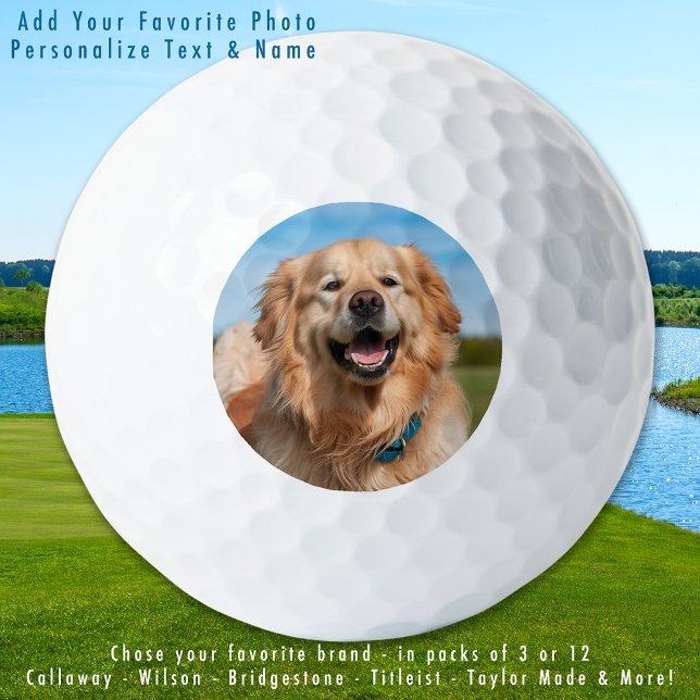 Custom Pet Dog Cat Photo Modern Personalised Golf Balls (Creator Uploaded)
