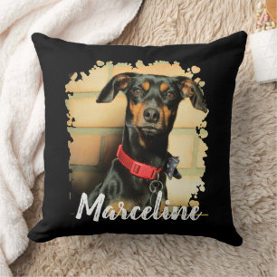 Custom Pet Dog Cat Photo with Stylish Name Cushion