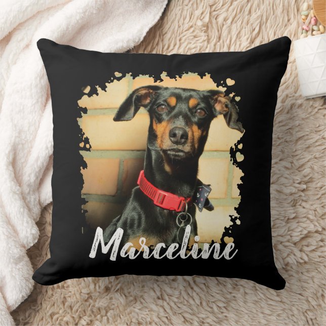 Custom Pet Dog Cat Photo with Stylish Name Cushion (Blanket)