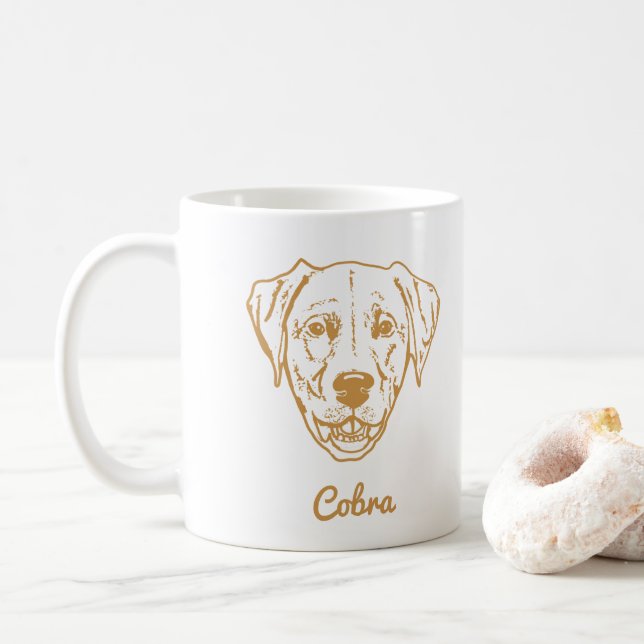 Custom Pet Dog Hand Drawing  Coffee Mug (With Donut)
