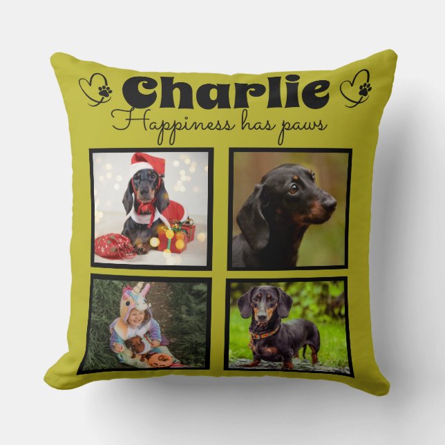 Custom pet dog lover 4 photo collage  cushion (Front)