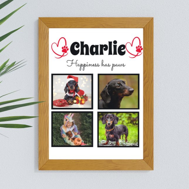 Custom pet dog lover 4 photo collage poster (Creator Uploaded)