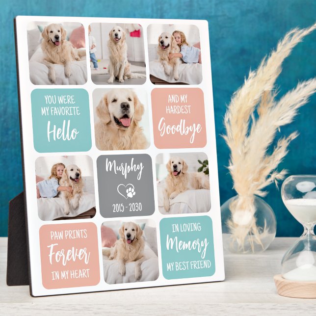 Custom Pet Dog Memorial Chic Pastel Colours 7 Phot Plaque (Creator Uploaded)