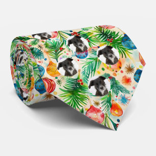 Custom Pet Dog Photo Christmas Pattern Tie