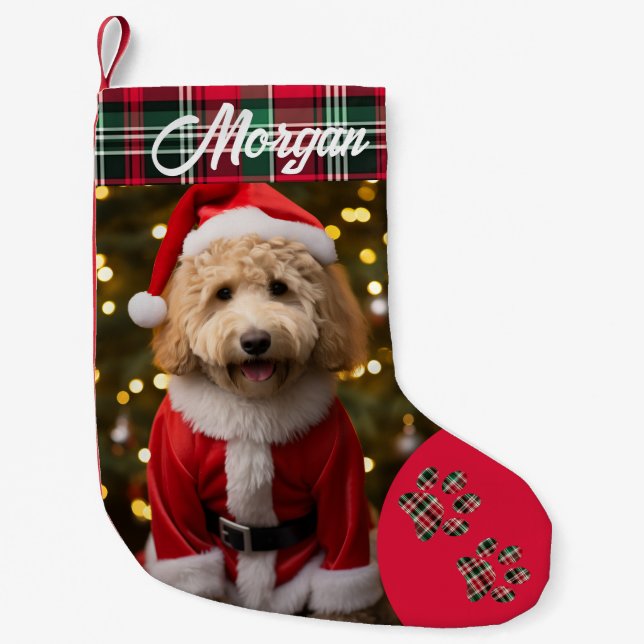 Custom Pet Dog Photo Christmas Stocking (Front)