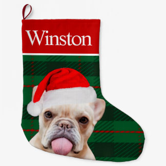 Custom Pet Dog Photo Holiday Personalized Frenchie Large Christmas Stocking