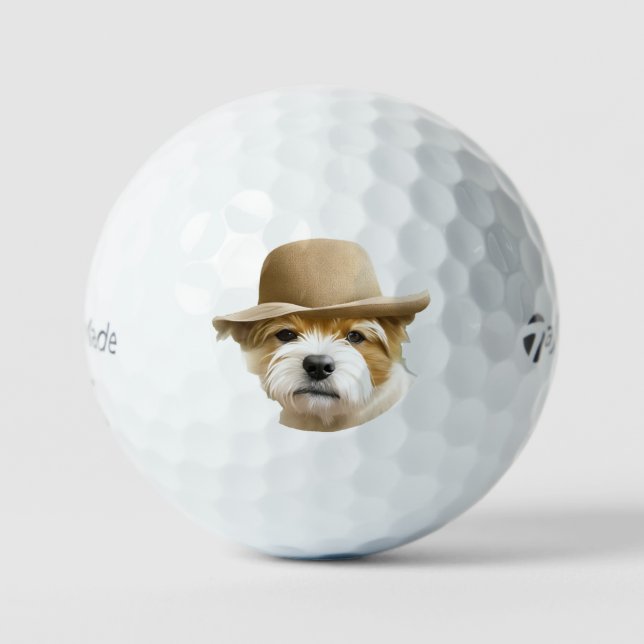 Custom Pet Dog Photo Modern Personalised Golf Balls (Front)