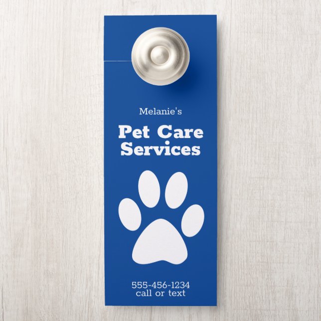 Custom Pet Dog Walking Sitting Service Door Hanger (On Knob)