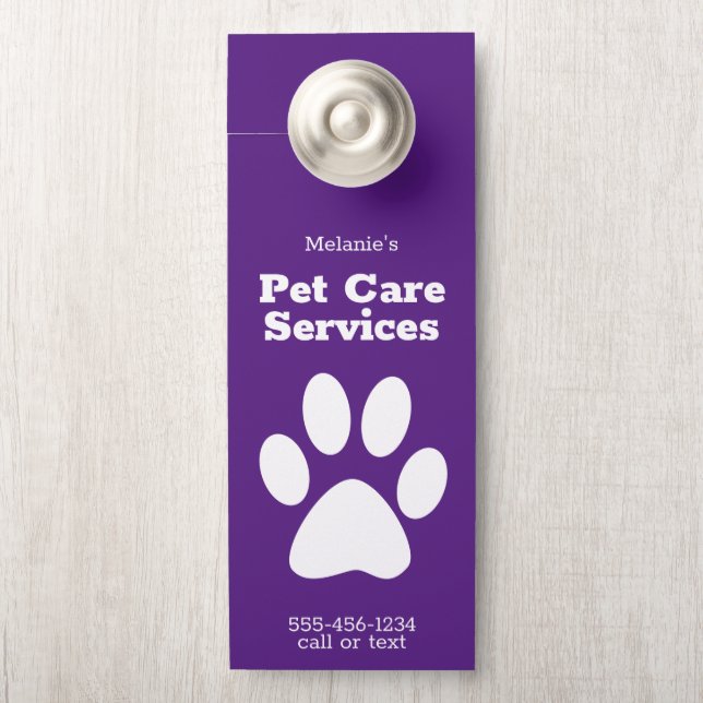 Custom Pet Dog Walking Sitting Service Door Hanger (On Knob)