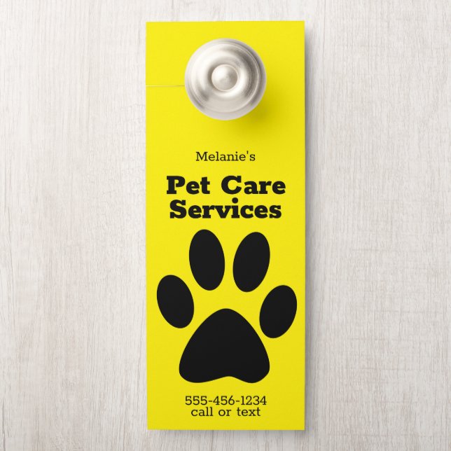 Custom Pet Dog Walking Sitting Service Door Hanger (On Knob)