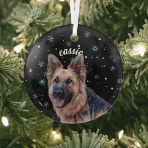 Custom Pet Face - Snowflake - Personalized Photo Glass Tree Decoration