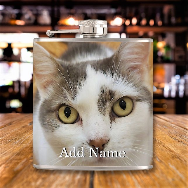 Custom Pet Family Photo Text Personalised Flask (Creator Uploaded)