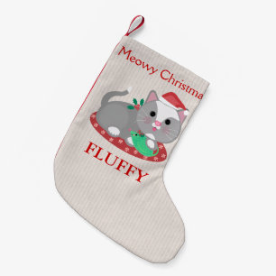 Custom Pet Grey Kitty Cat Christmas Stocking