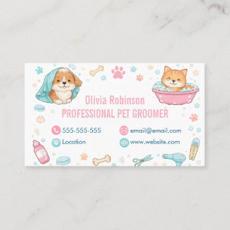 Custom Pet Groomer Business Card 