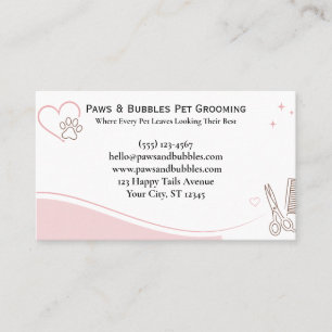 Custom Pet Groomer Business Card Elegant Pink