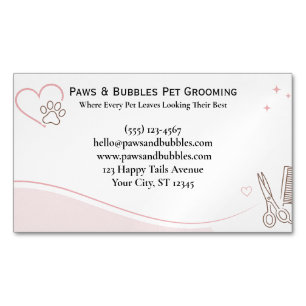 Custom Pet Groomer Business Magnet Elegant Pink