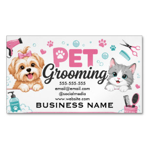 Custom Pet Grooming Business Card Magnet
