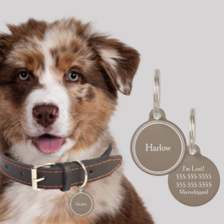 Custom Pet ID Personalised Name Tags - Tan