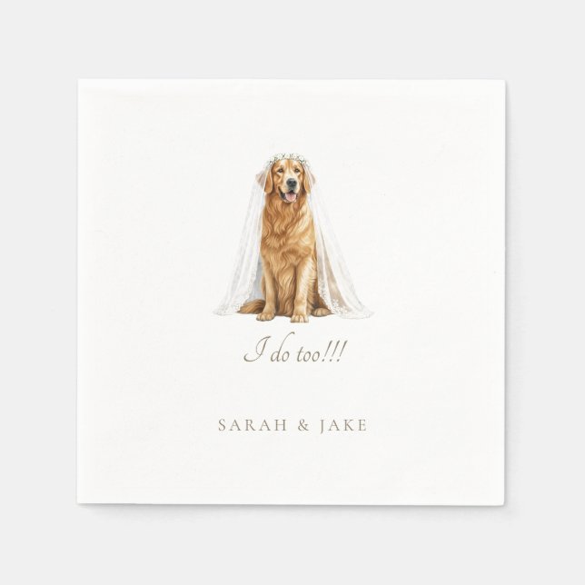 Custom Pet in Wedding Veil Wedding Napkins (Front)