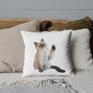 Custom Pet Lover Funny Siamese Cat Photo White Cushion