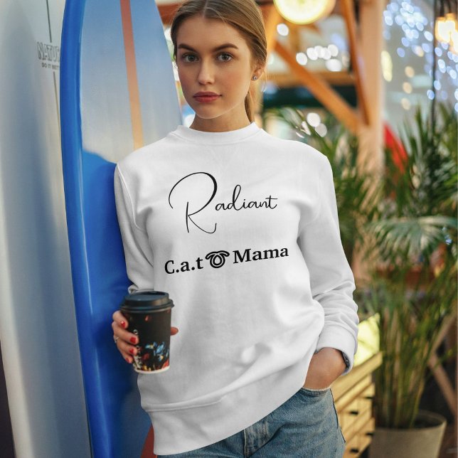 Custom Pet Lover White And Black Script Cat Mom Sweatshirt (Creator Uploaded)