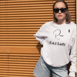 Custom Pet Lover White And Black Script Cat Mum Sweatshirt