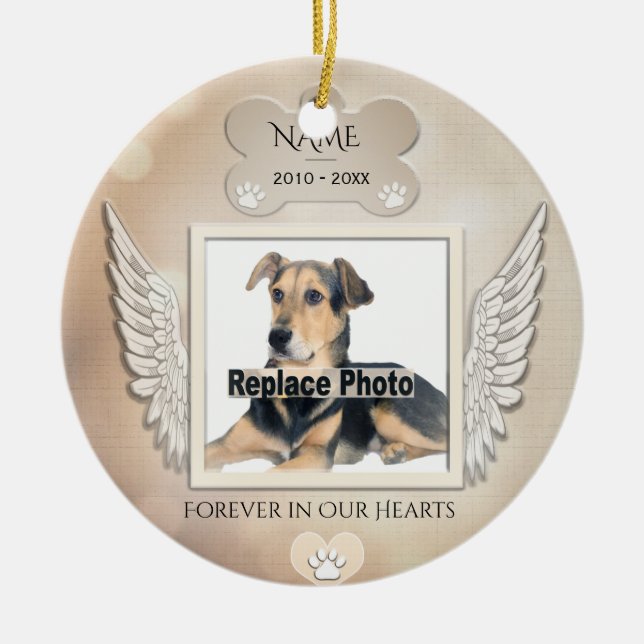Custom Pet Memorial Ceramic Tree Decoration (Front)