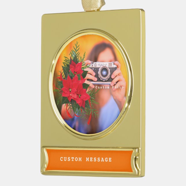 Custom Pet Memorial Ornament - Gold Photo Keepsake (Left)