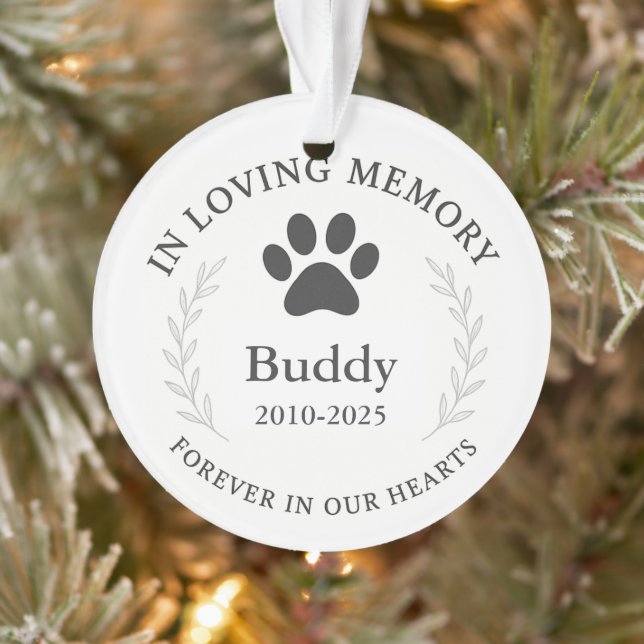 Custom Pet Memorial Ornament Keepsake (Tree)