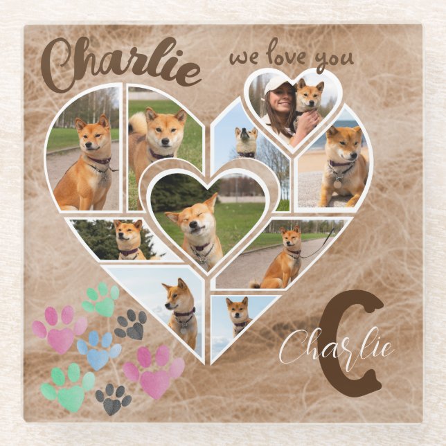 Custom Pet Memorial Personalised Photo and Quote Glass Coaster (Front)