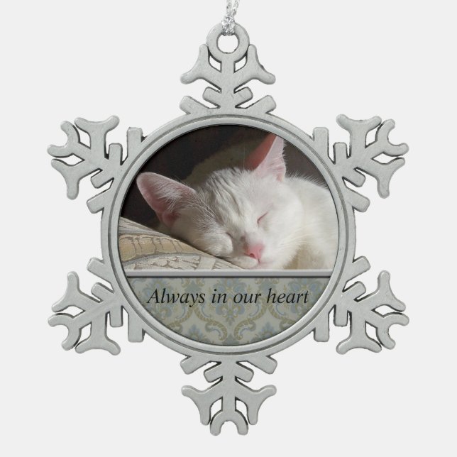 Custom Pet Memorial Pewter Snowflake Ornament (Front)