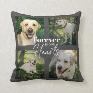 Custom Pet Memorial Photo Typography Grey Cushion