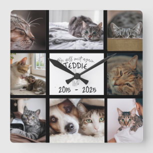 Custom Pet Memorial Photo Wall Square Wall Clock