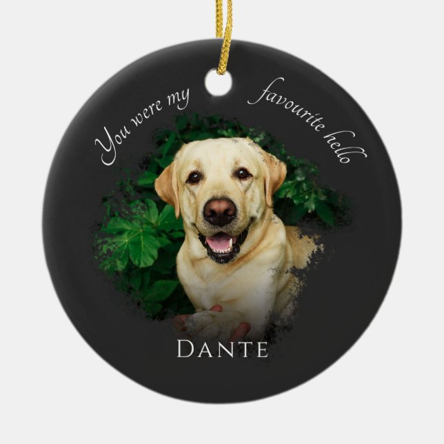 Custom Pet Memorial Photography Grey Ceramic Tree Decoration (Front)