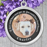 Custom Pet Memorial Sympathy Keepsake Dog Photo Silver Plated Necklace<br><div class="desc">Honour your best friend with a custom photo pet memorial necklace . This unique memorial keepsake is the perfect gift for yourself, family or friends to pay tribute to your loved one. This unique dog memorial necklace features a simple black and white design with decorative script. Quote "If Love could...</div>