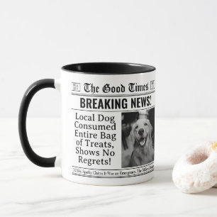 Custom Pet Mug, Fun Personalised Newspaper Dog Mug