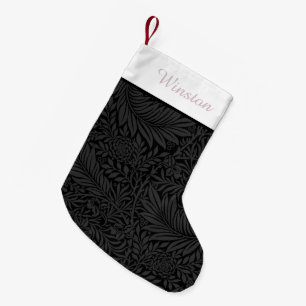 Custom Pet Name Black Floral Blush Pink Script Small Christmas Stocking