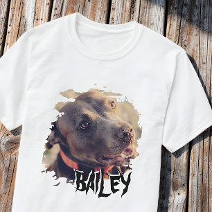 Custom Pet Name Brush Frame Photo Edgy Grunge T-Shirt