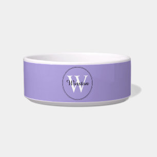Custom Pet Name Lavender White Monogram Bowl