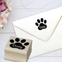 Custom Pet Name Paw Print Signature Rubber Stamp