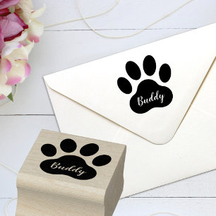 Custom Pet Name Paw Print Signature Rubber Stamp