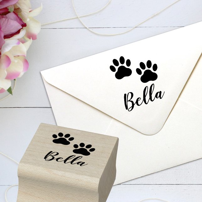 Custom Pet Name Paw Prints Signature Rubber Stamp (Creator Uploaded)