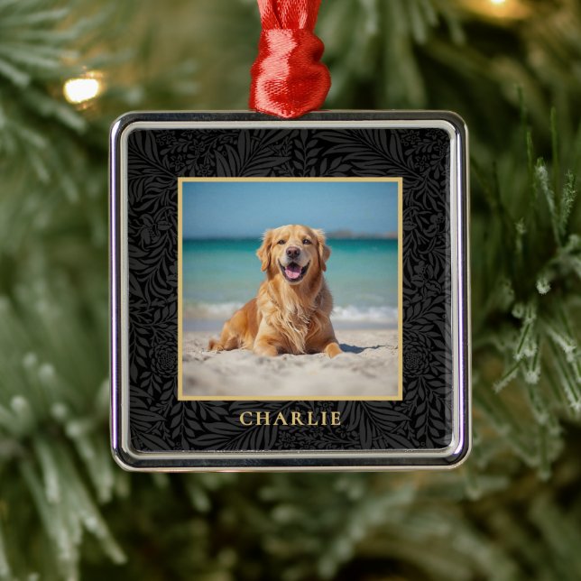 Custom Pet Name Photo Botanical Holiday Metal Tree Decoration (Tree)