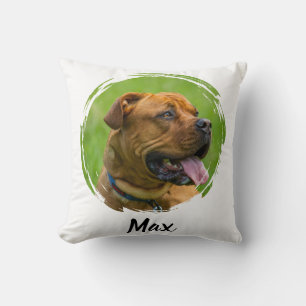 Custom Pet Name & Photo   Modern Typography Person Cushion