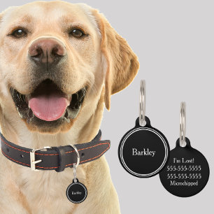 Custom Pet Name Tags - Black Minimalist