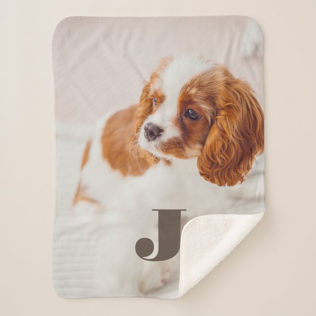 Custom Pet Name Typography and Photo Sherpa Blanket (Front)