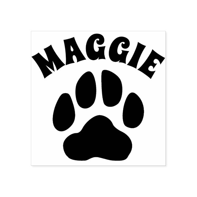Custom Pet Name with Dog Paw Print Personalised Rubber Stamp (Imprint)